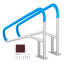 Balustrade de piscine, balustrade de 55 po x 32 po, acier inoxydable avec plaque de base pour l'intérieur / extérieur, barre d'appui antirouille avec couvercle antidérapant et accessoires pour terrasses / spas