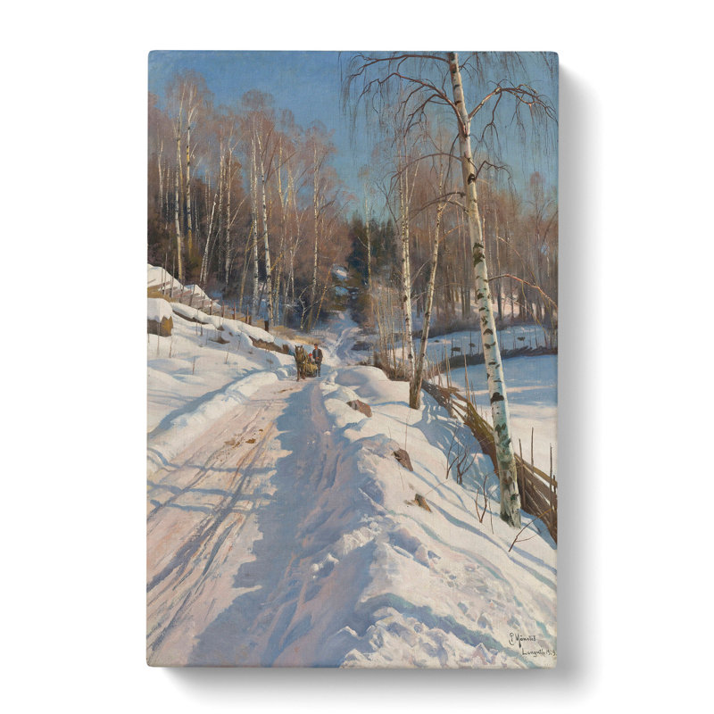 Sleigh Ride On A Sunny Winter Day by Peder Mork Monsted - Wrapped Canvas, 50cm H x 35cm W x 3cm D