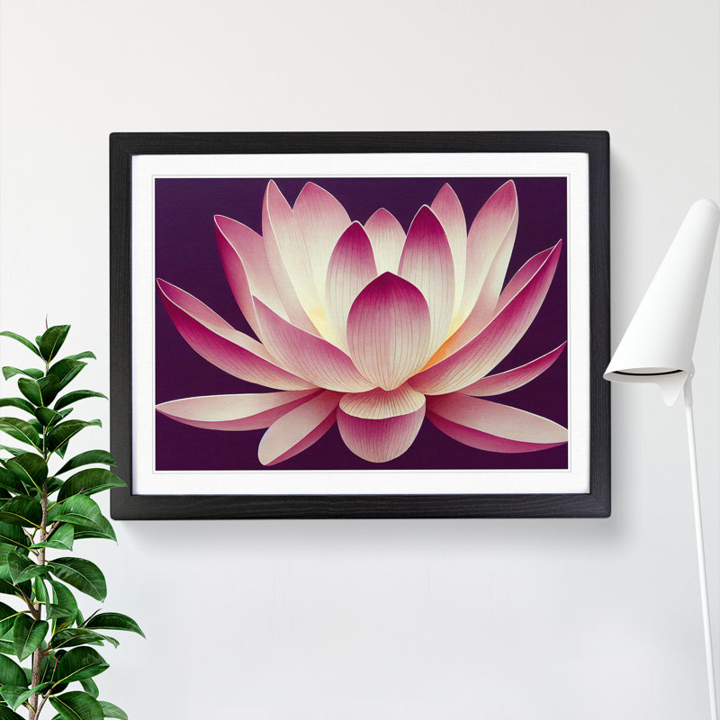 Hypnotic Lotus Flower - Single Picture Frame Print, Black, 46cm H x 64cm W x 2cm D