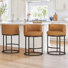 26" Swivel Bar Stools With Arms and Footrest, Upholstered Cushion Seat