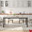 70.9/78 in Dining Table for 6-8, Farmhouse Wooden Kitchen Tables for Family, Rectangular Industrial Style Dining Room Table w/ Sturdy Metal Frame-1846444248