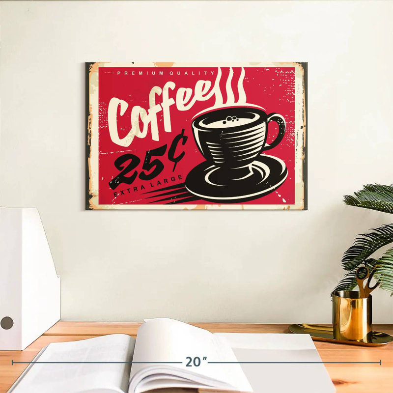 Vieille affiche murale café, H 8 po x l 12 po