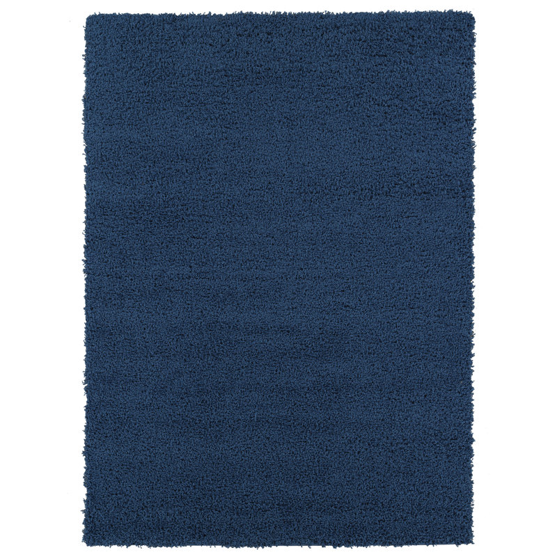 Tapis bleu marine à poils longs Cozy, Rectangle 5 pi x 7 pi