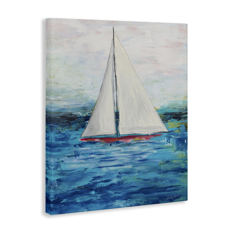Art mural sur toile "Bateau à voile" par Courtney Prahl, H 48 po x l 36 po