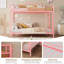 Lit superposé simple en métal rose avec échelle, structure robuste de 400 lb, barrières de sécurité complètes et support à lattes, lit pour enfant peu encombrant-2009153241