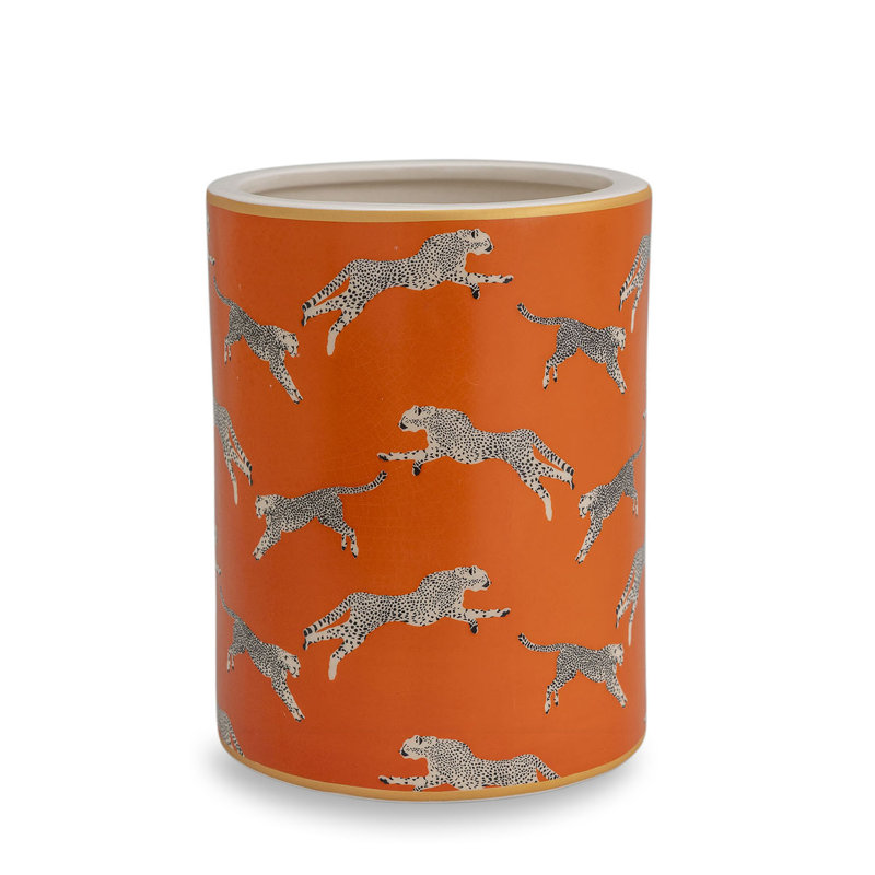 Scalamandre Cheetah Ice Bucket, Orange