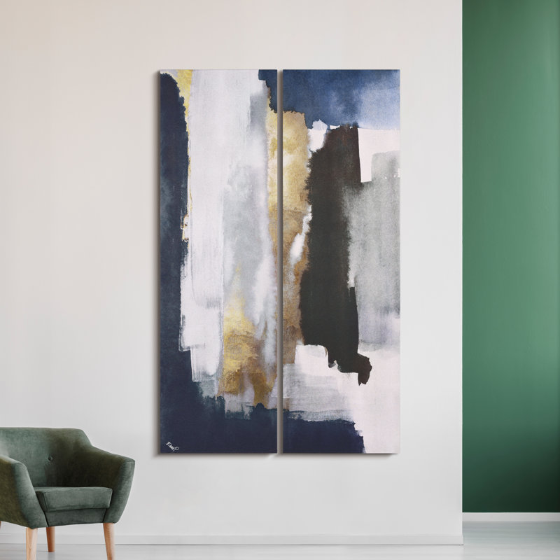 "Silver Elegance I & II", Abstract Artwork Rendered on Silver Shagreen Wrapped Canvas Wall Art Set