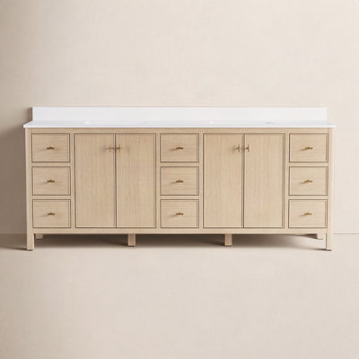 Kingsley 84" Oak Double Bathroom Vanity