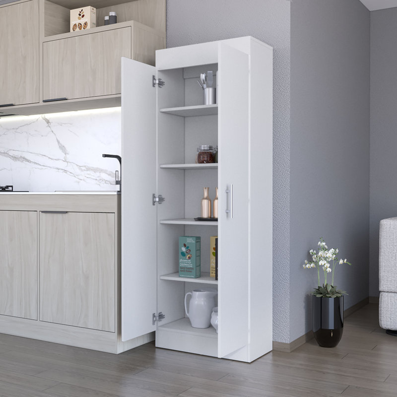 Garde-manger Dawson avec rangement élégant à 5 tablettes, Blanc