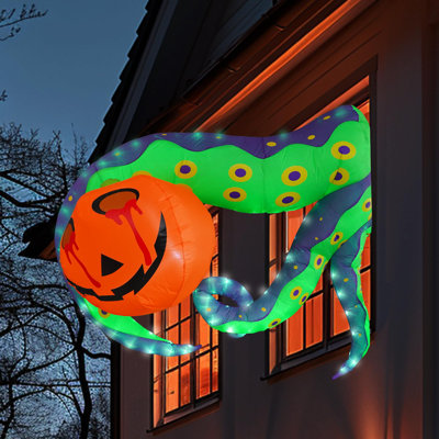 5.3 FT Halloween Inflatable Decoration, Pumpkin with Octopus Tentacle Broke Out