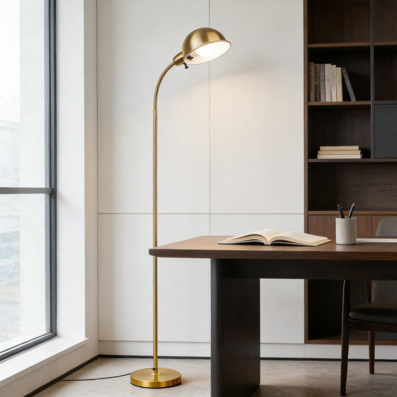 Modern Dimmable Floor Lamp With Flexible Gooseneck And Rotatable Shade, Adjustable Standing Tall Lamp For Reading With E26 Socket And LED Bulb Included