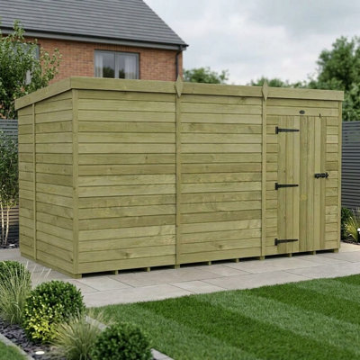 Total Sheds 12ft x 6ft Pent Garden Shed - Single Door - No Windows - Pressure Treated Timber - UK Manufactured