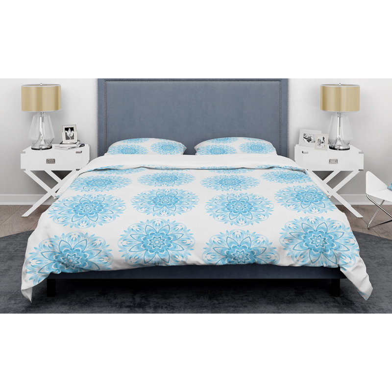 Ensemble de housse de couette circulaire Mid-Century, Housse simple + 1 taie décorative