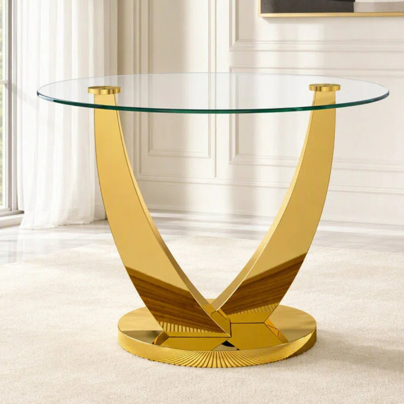 Table de salle à manger 38,9 "pour 2 à 4 personnes, table en verre transparent, table à manger ronde moderne pour cuisine, salle à manger, appartement
