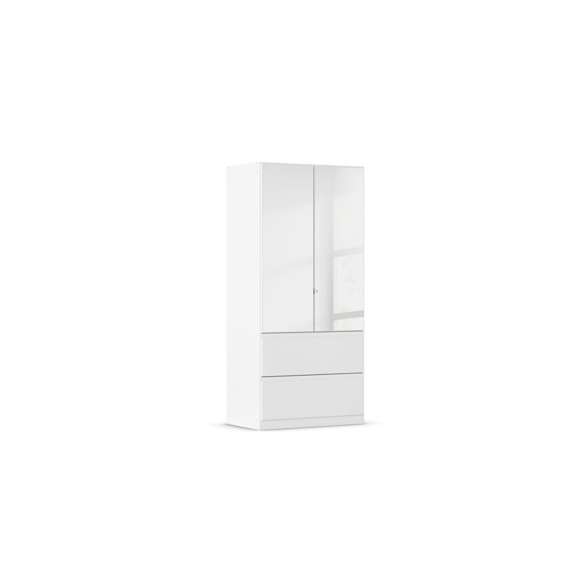 2 doors, 2 mirrored doors and 2 drawers