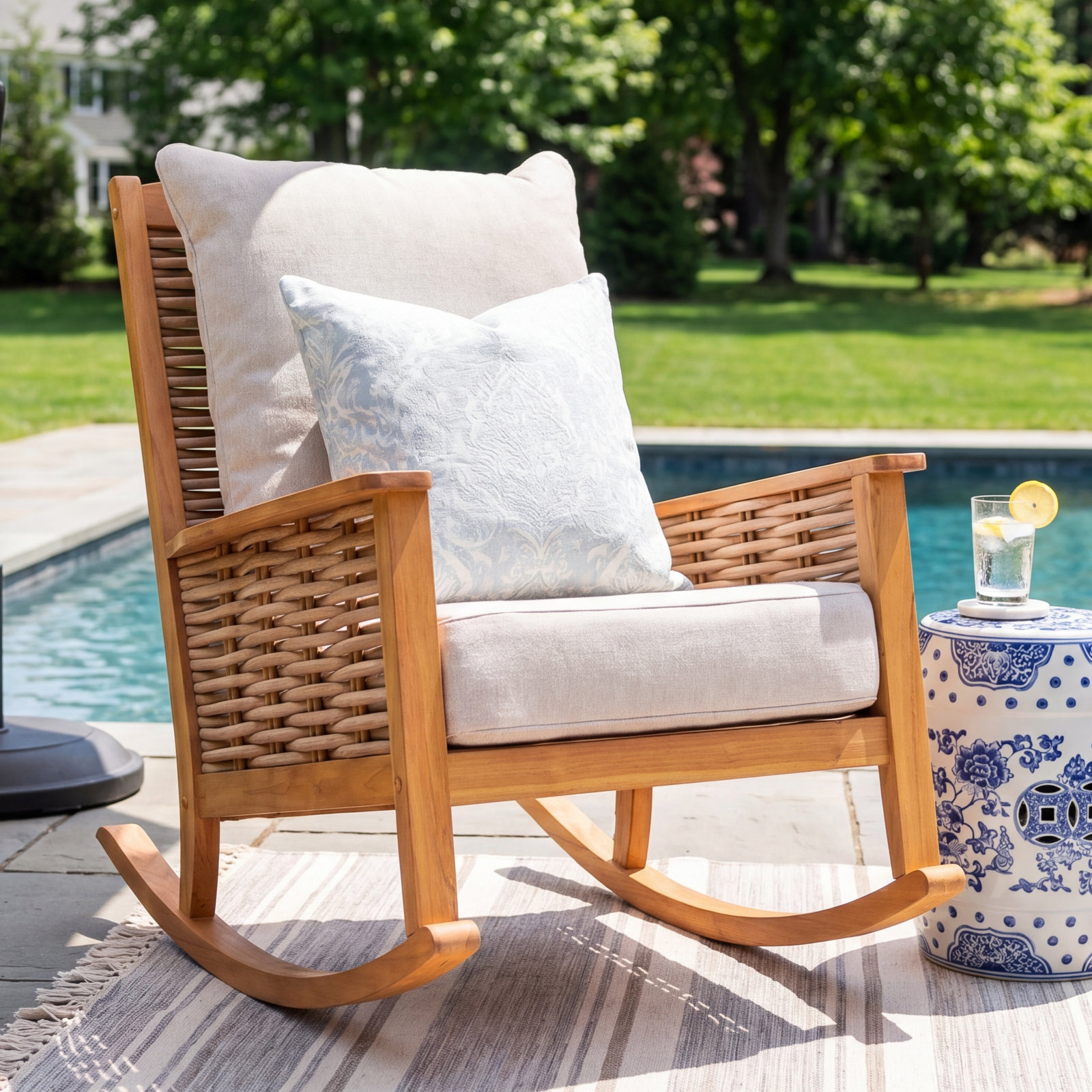 Decatur Teak Patio Rocking Chair