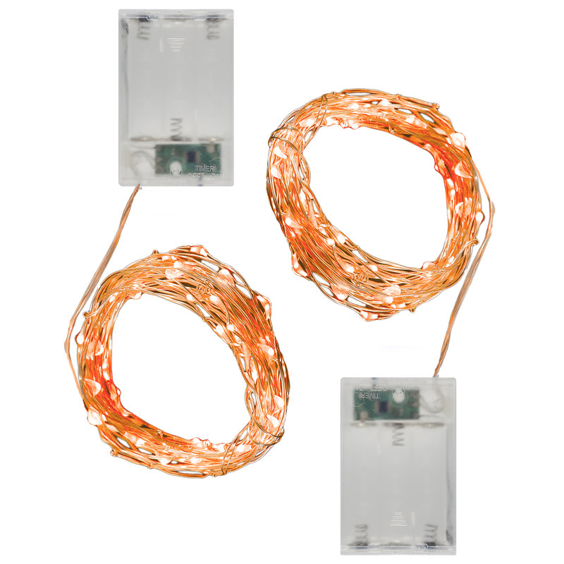Phelps Battery Operated LED Fairy String Lights - 2 Piece, Orange