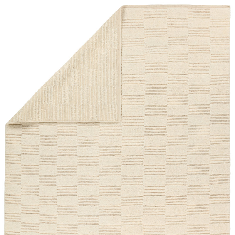 Tapis blanc à motif géométrique noué à la main Kern Totto, Rectangle 9 pi x 12 pi