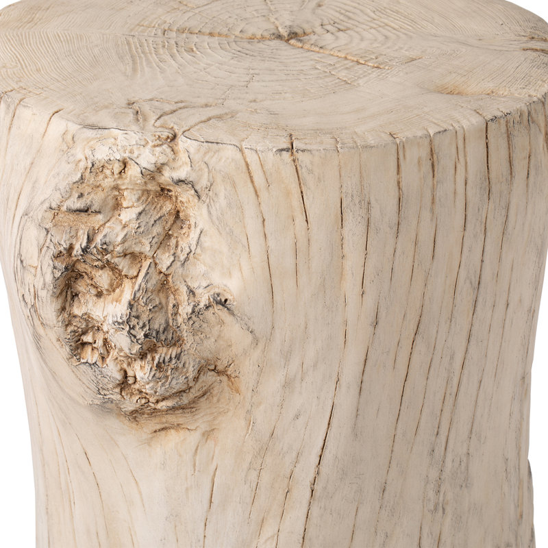 Table d'appoint d'extérieur en béton 15 po Chariese, Blanc antique, 1