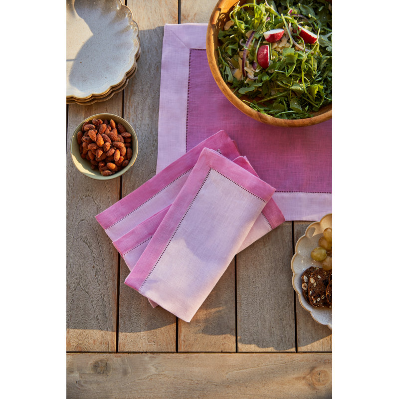 Roma Linen Rectangle Placemats, Pink/Carnation