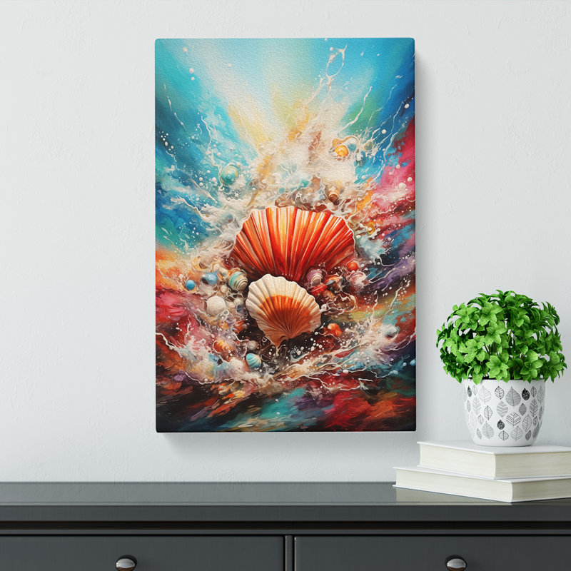 Seashell Action Painting Art - Wrapped Canvas, 50cm H x 35cm W x 3cm D