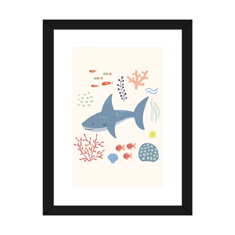 «Under the Sea VI» par Caroline Alfreds - impression d'art graphique, Papier encadré noir, Blanc, H 32 po x l 24 po x P 1 po