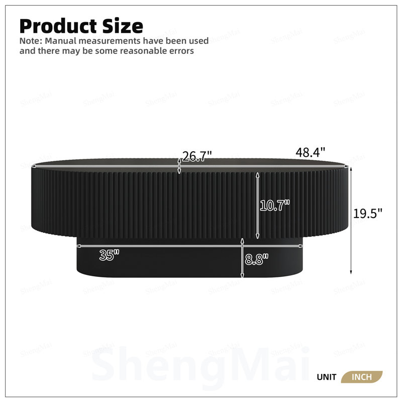 Table basse Farmhouse Oval, Noir