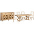 Table de salle à manger extensible à tréteaux avec 4 chaises d'appoint rembourrées et buffet