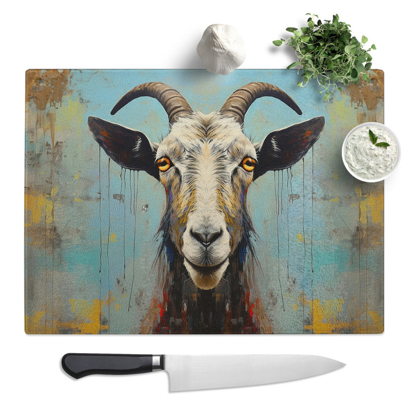 Goat Contemporary  Glass Chopping Board