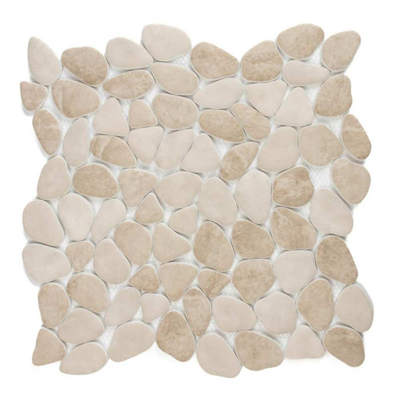 Huron Glass Pebbles Mosaic Tile, Sand Stone