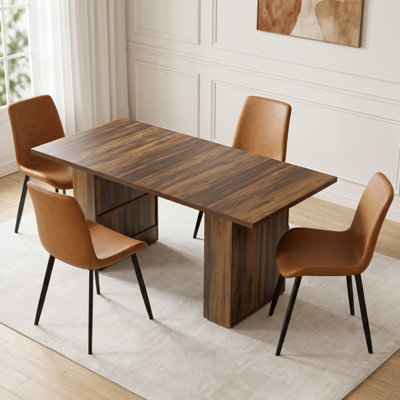 Modern Kitchen Dining Set, Dining Table with Upholstered Dining Chairs