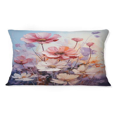 Impression romantique rose avec fleurs sauvages - Coussin décoratif imprimé fleurs sauvages