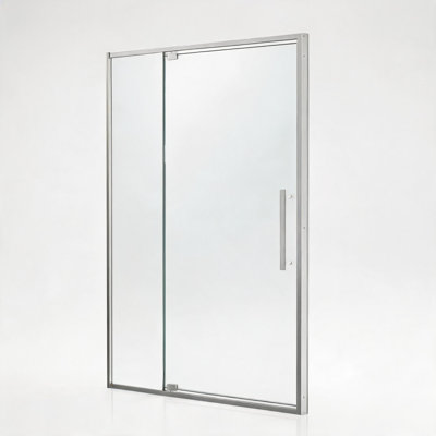 Porte de douche pivotante en alliage d'aluminium nickelé brossé de 38 à 42 pouces avec verre trempé de 5/16 pouces et charnière à fermeture douce