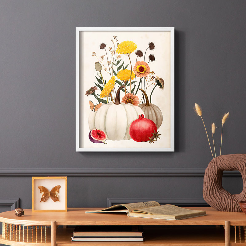 «Fall Botanicals II», reproduction encadrée - bois massif, Blanc, H 28 po x l 22 po