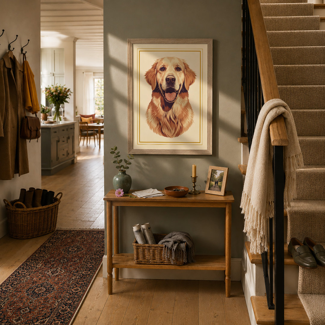 Golden Retriever Portrait Modern - Framed Print