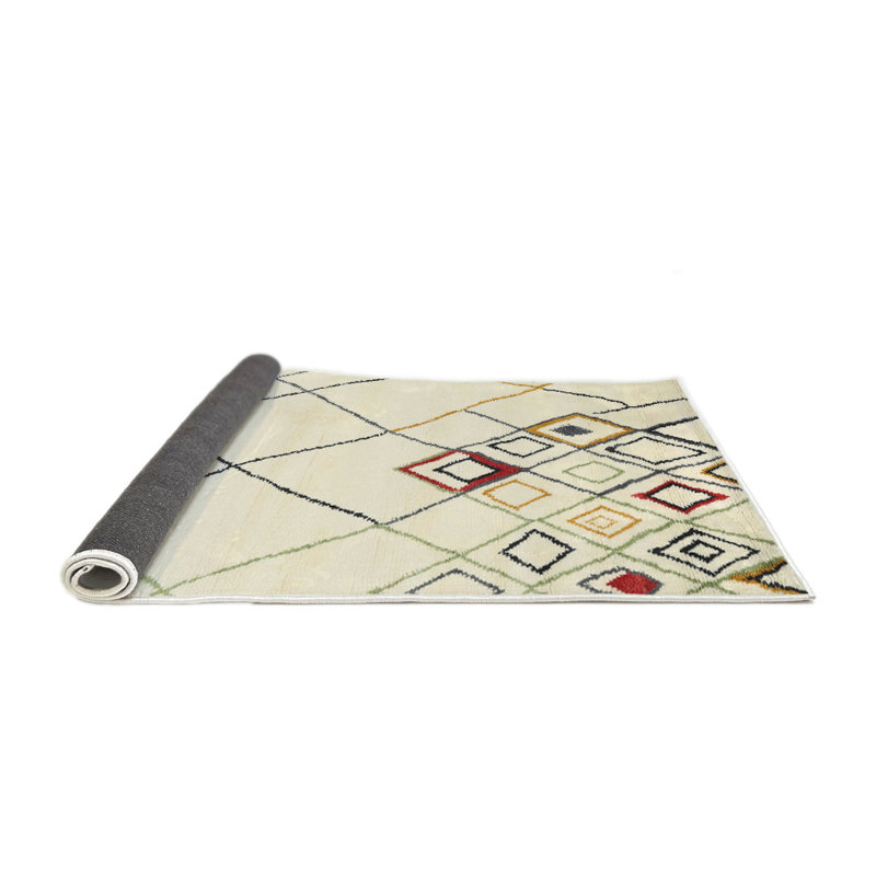 Tapis contemporain beige / gris, Rond 4 pi