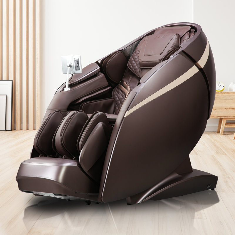 Fauteuil de massage chauffant en similicuir, Similicuir brun