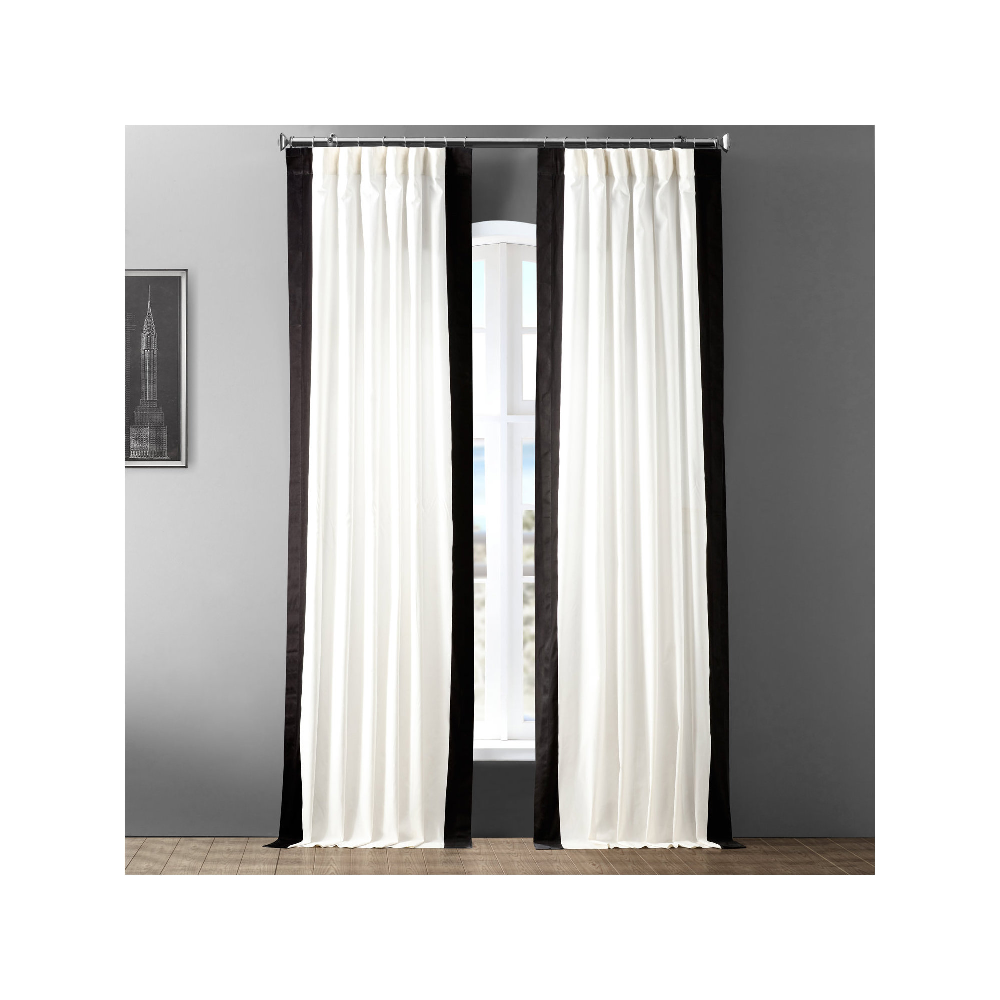 Limone Printed Cotton Curtains for Living Room & Bedroom Curtains for Large Window Single Panel Drape, 50" x 120"