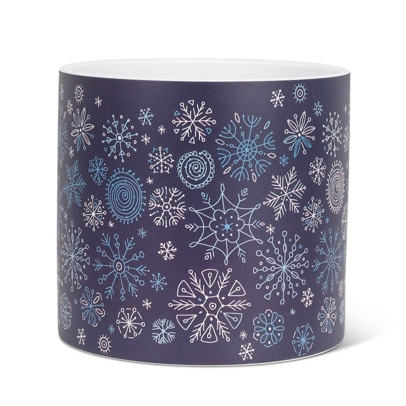 Modern Snowflakes On Dark Blue Background Planter, H 6,50 po x l 6,50 po x P 6,50 po