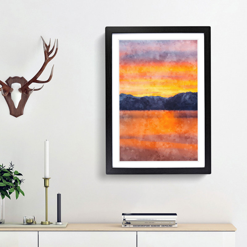 Sunshine over the Mountains - Picture Frame Graphic Art Print, Black Framed, 87cm H x 62cm W x 2cm D