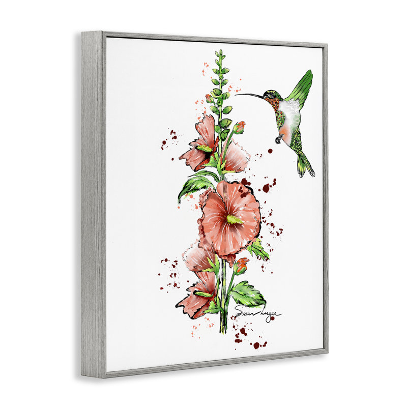 Colibri et rose trémière, estampe numérique, design par Susan Lugar, Estampe numérique Farmhouse, H 30 po x l 24 po