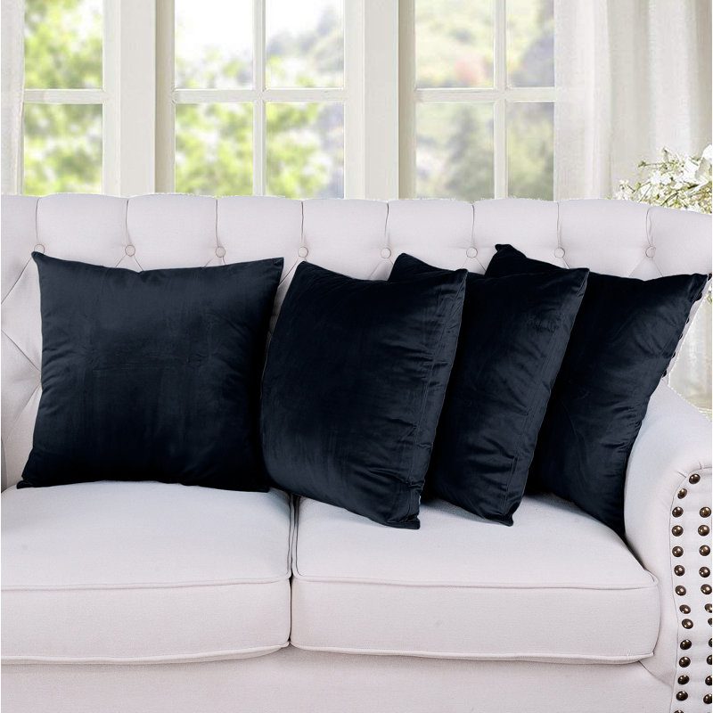 Supersoft Velvet Square Throw Pillow Cover, Black