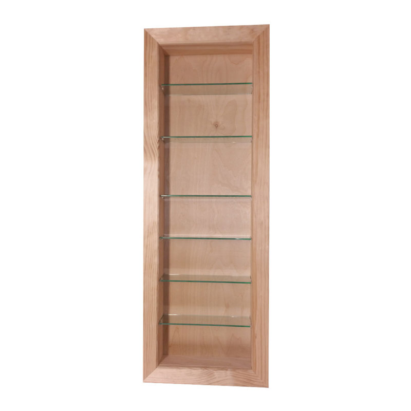 Durango 4 Piece Solid Wood Recessed Wall Shelf with Adjustable Shelves, 61.5" H x 15.5" W x 3.5" D, Unfinished Wood