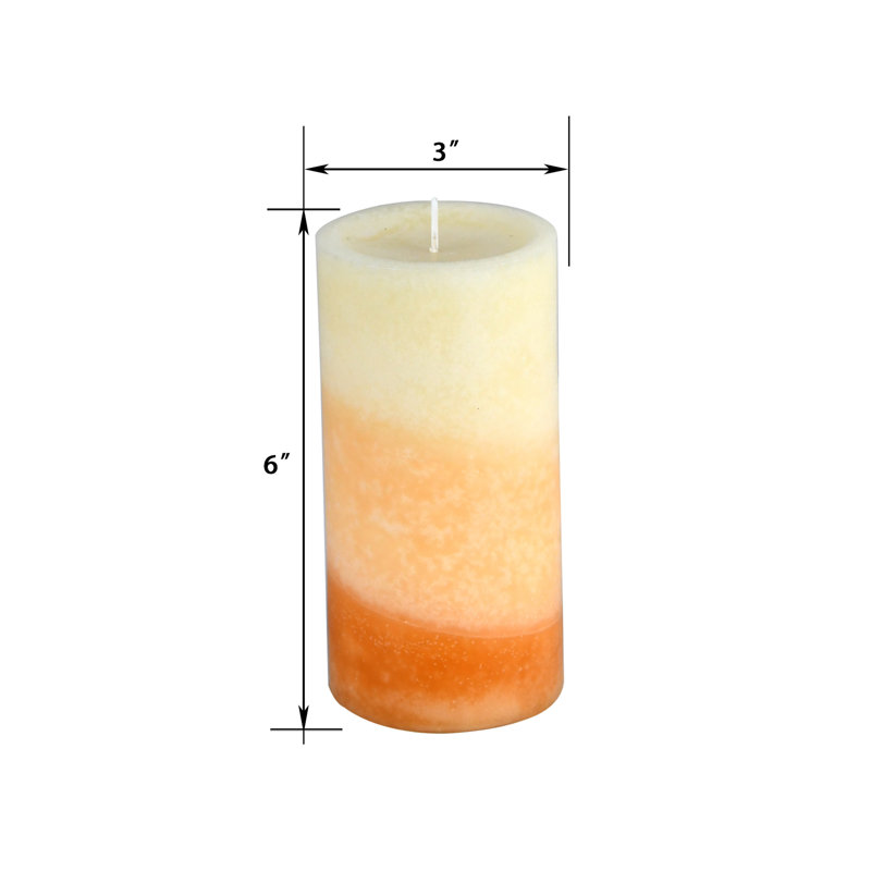 Lyr Ginger Peach Scented Pillar Candle, 6" H x 3" W x 3" D, 12
