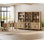 Ensemble de bureau 2 pièces, bureau double 56 po, bibliothèques avec 6 tiroirs et 2 portes en verre