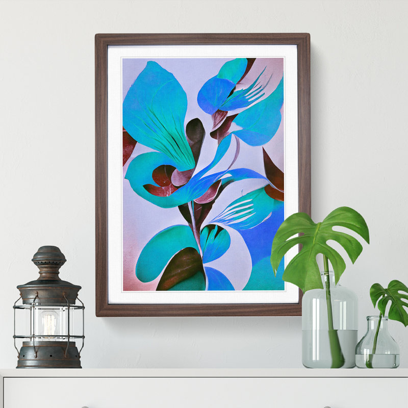 Beautiful Abstract Flowers No.4 1 Piece Single Picture Frame Wall Art, 34cm H x 25cm W x 2cm D, Walnut Framed