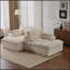 Double méridienne intérieure, canapé-lit rembourré surdimensionné pour l'intérieur, canapé-lit de luxe à assise profonde, causeuse modulaire, causeuse en velours côtelé pour le salon, sans assemblage requis, blanc-115693722