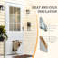Porte battante extérieure en bois massif blanc calme avec porte en verre transparent de 9 Lite, porte pour chien réglable magnétique et seuil incliné-122570577-122570581
