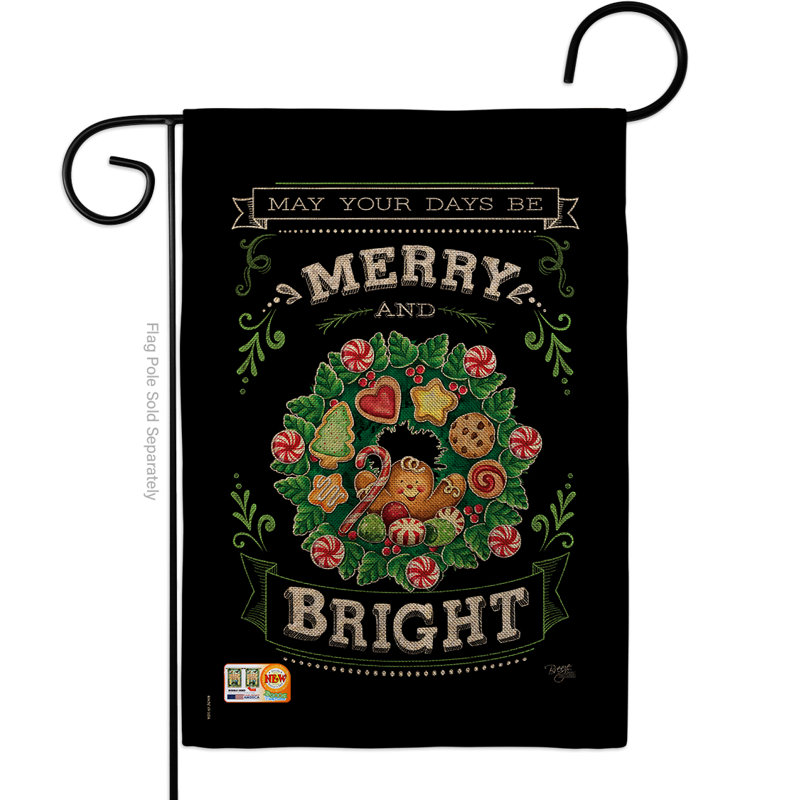 Drapeau de jardin en polyester 18,5 x 13 po Merry and Bright