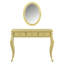 Meuble-lavabo de luxe avec miroir ovale, coiffeuse à 3 tiroirs pour le rangement des bijoux, console élégante pour l'entrée, le salon et la chambre à coucher, décoration intérieure élégante, or